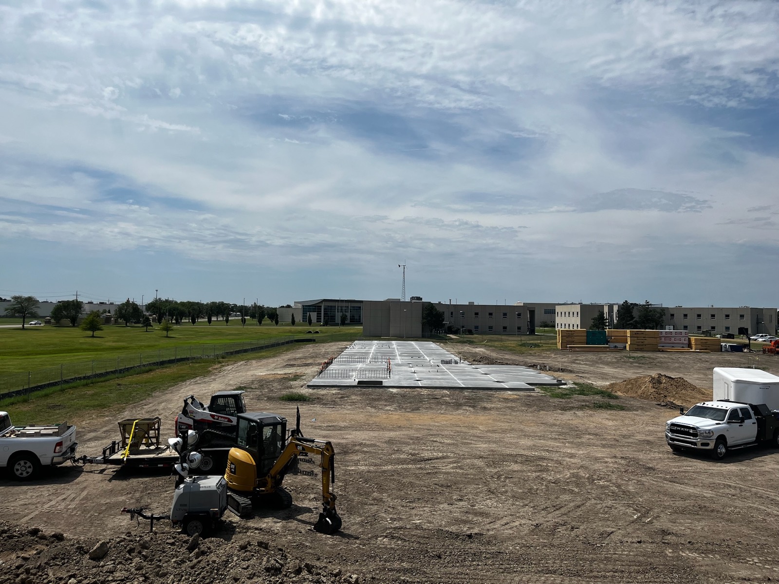 Finished concrete pad on a commercial site